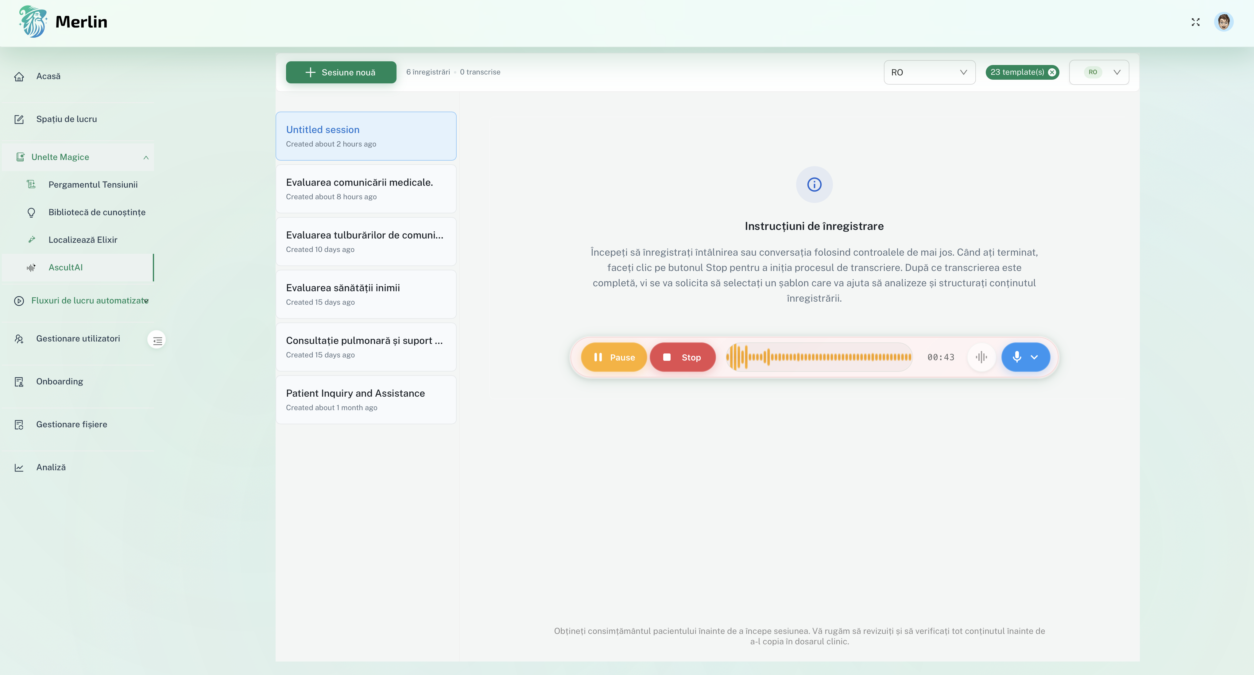 Înregistrare și transcriere